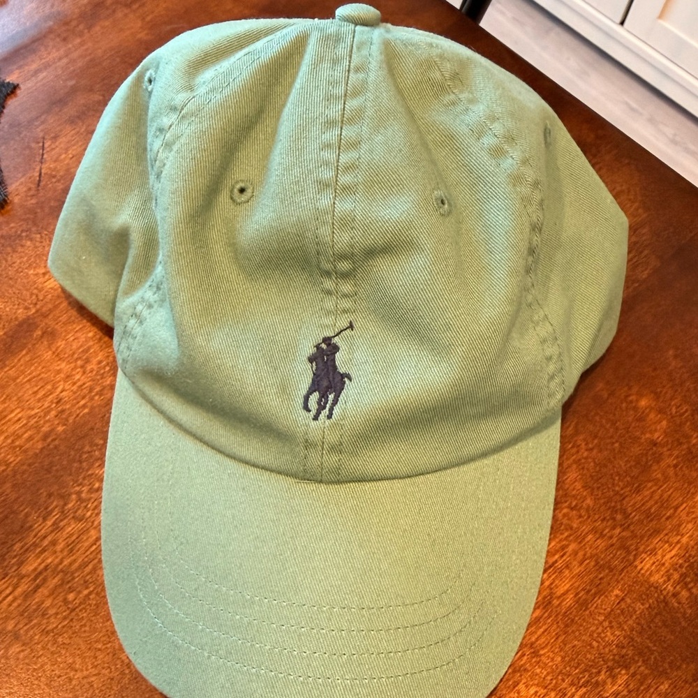Polo Ralph Lauren Baseball Cap Adjustable Strap Back Green w/ Navy Pony Logo - Picture 7 of 7